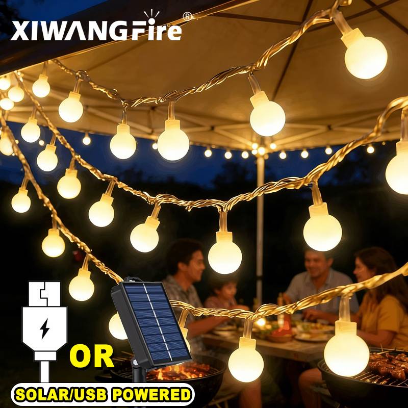 Lighting Decor Living Room - Lampu String Tenaga Surya/USB/Baterai 3-10M, Bola