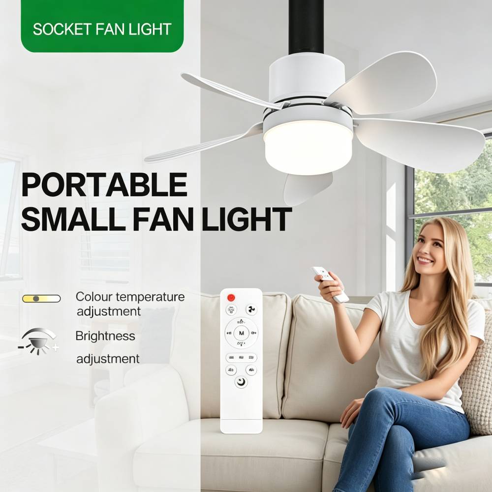 Home Lighting And Decor - Lampu Kipas Soket dengan Remote, Kipas