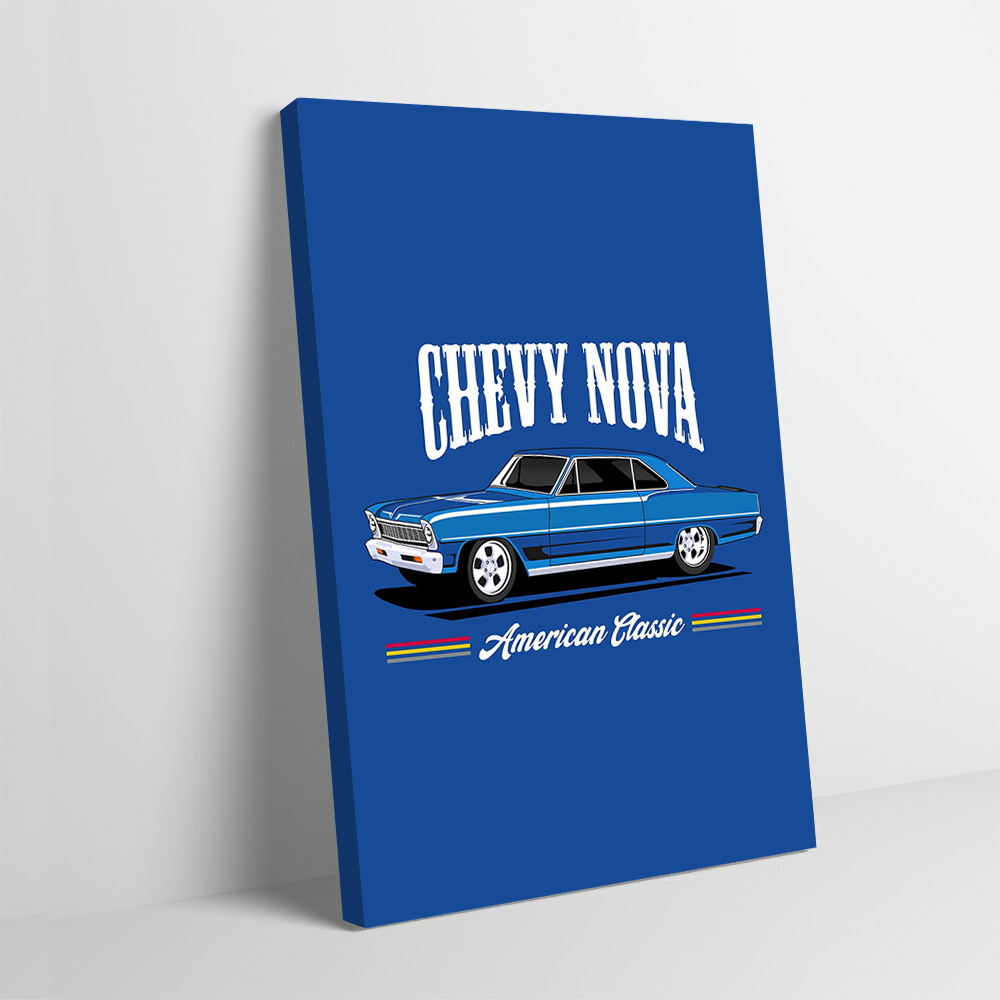 Nova Decor & Lighting Vase - Poster Cetak Mobil Klasik Chevy Nova