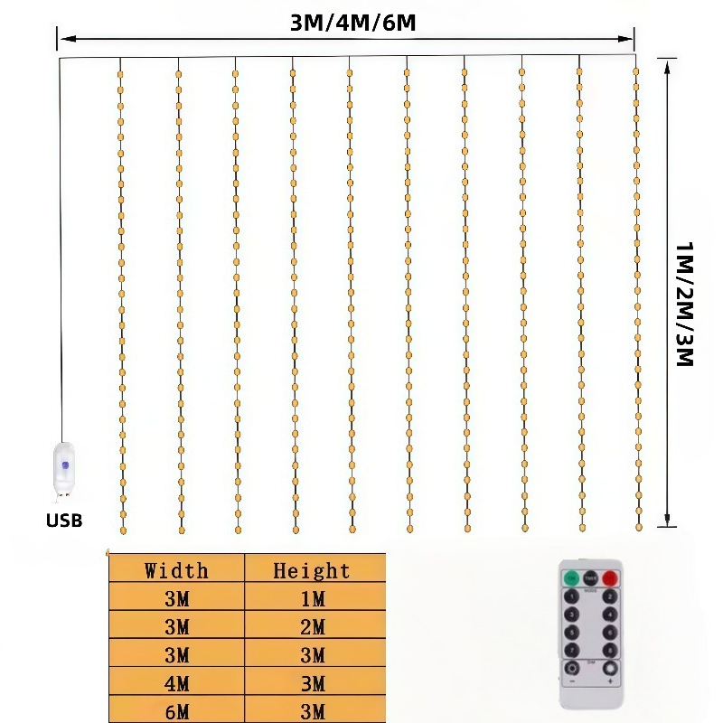 Lampu LED Tirai 3/4/6m, Garlan - Fairy Light Curtain ulasan dan harga